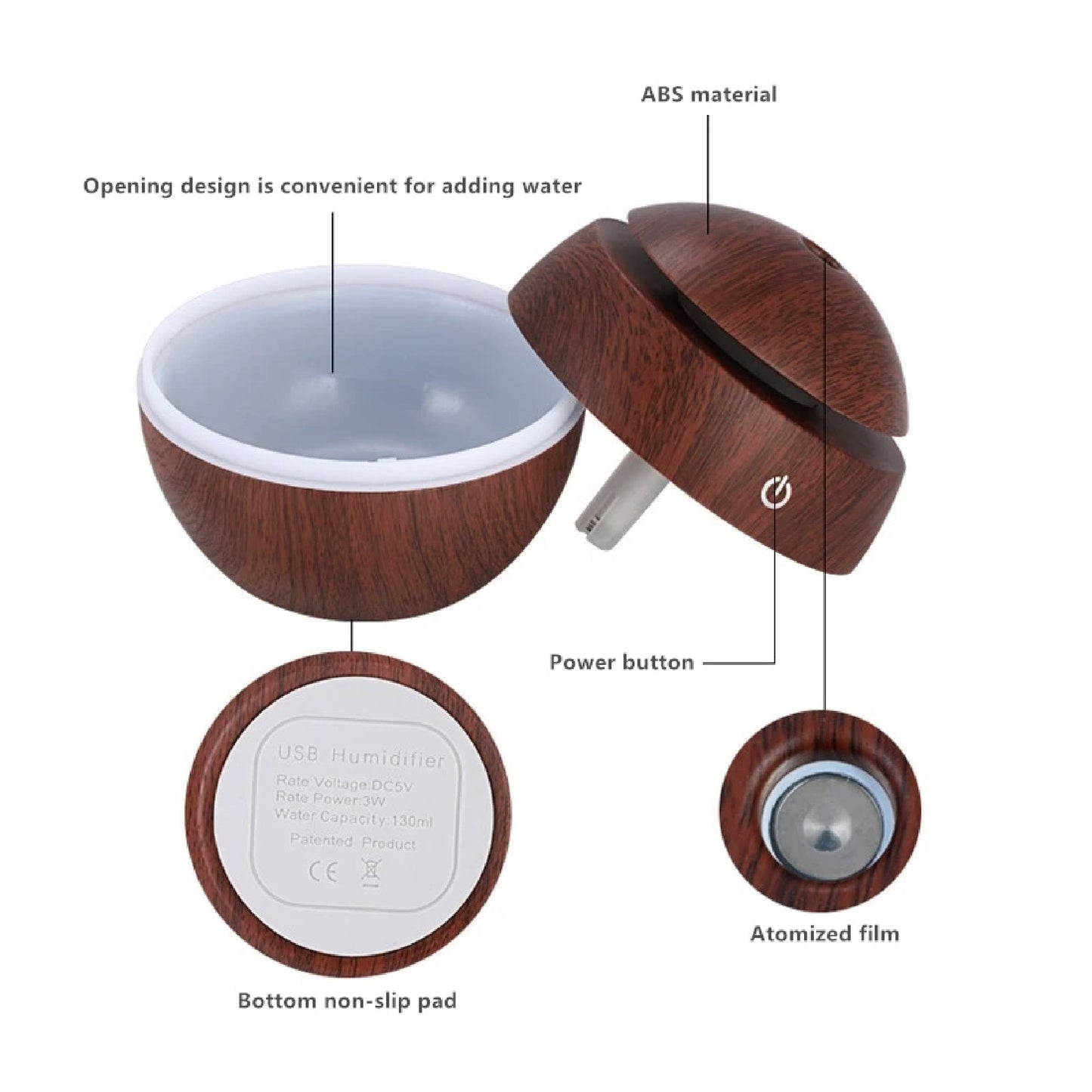Difusor de Aromas con Luz LED – Diseño Redondo y Elegante